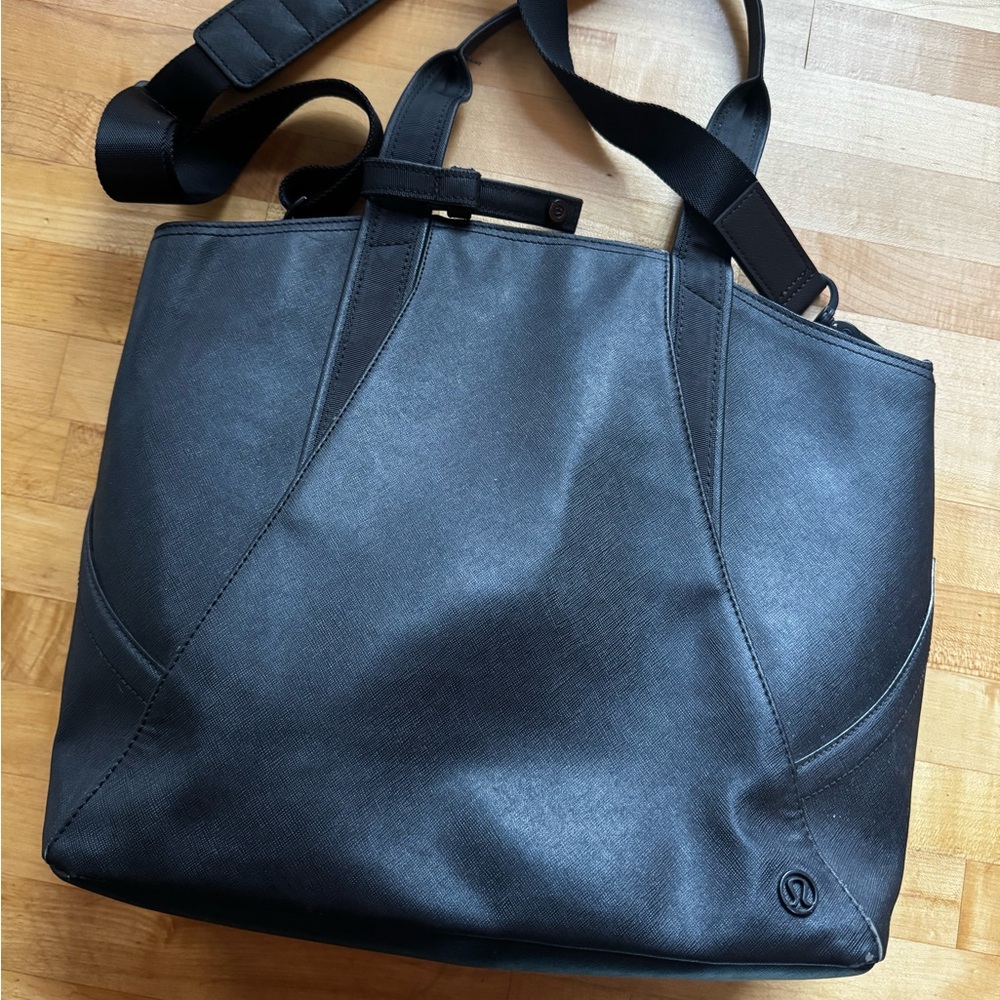 Lululemon All Day Tote Bag Black Faux Leather